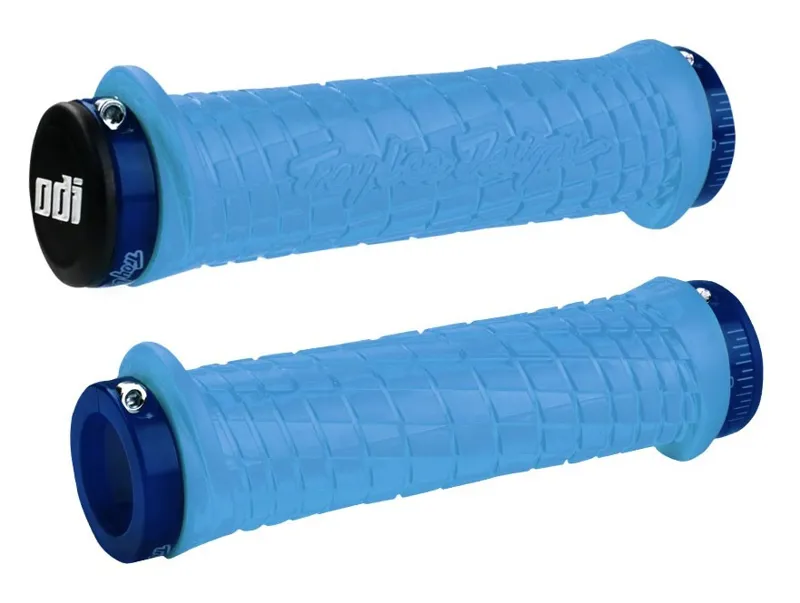 ODI Troy Lee Designs MTB Lock-On Grips - 130mm - Aqua/Blue - Image 2